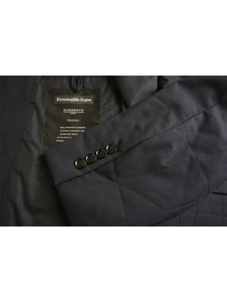 Ermenegildo Zegna Elements Trofeo Light Wool Blue Quilted Sport Coat Jacket 46r